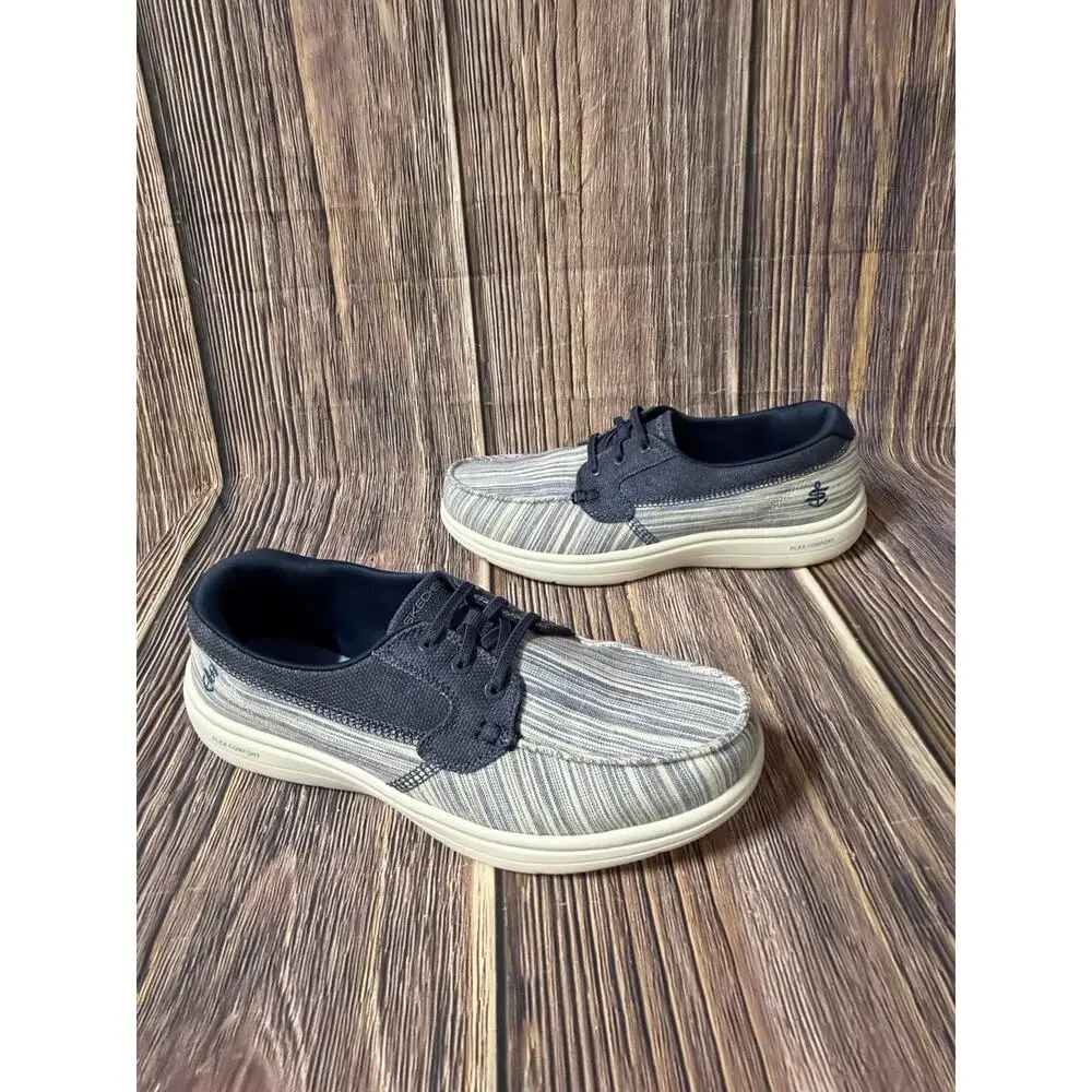 Skechers On-The-Go Flex Comfort Navy Striped Boat Shoes Men’s Size 9